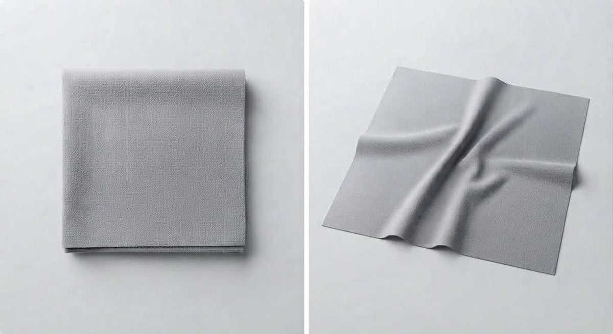 Chiffon en microfibre gris, texture douce et haute densité, sans motifs, idéal pour écrans et surfaces délicates, antistatique.