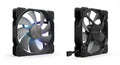 Ventilateur de boîtier PC noir 140 mm en plastique avec pales aérodynamiques et câble gainé haute résistance.