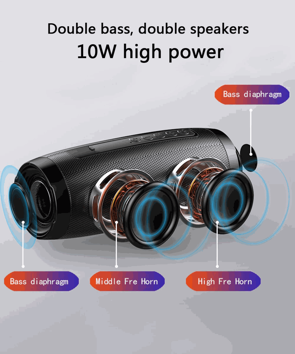 Wireless Portable Bluetooth Stereo Speaker with LED Light