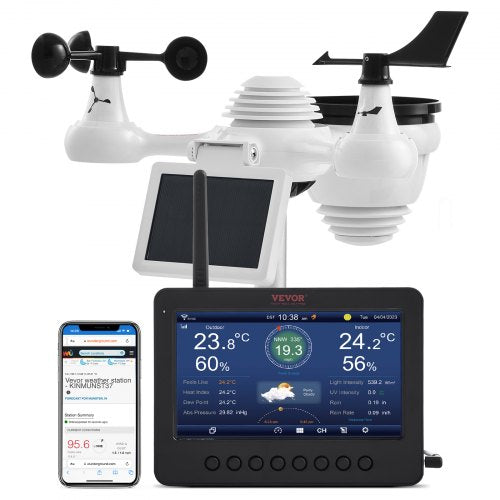 VEVOR 7-in-1 Wi-Fi Weather Station 186mm (7 in) TFT Display Wireless