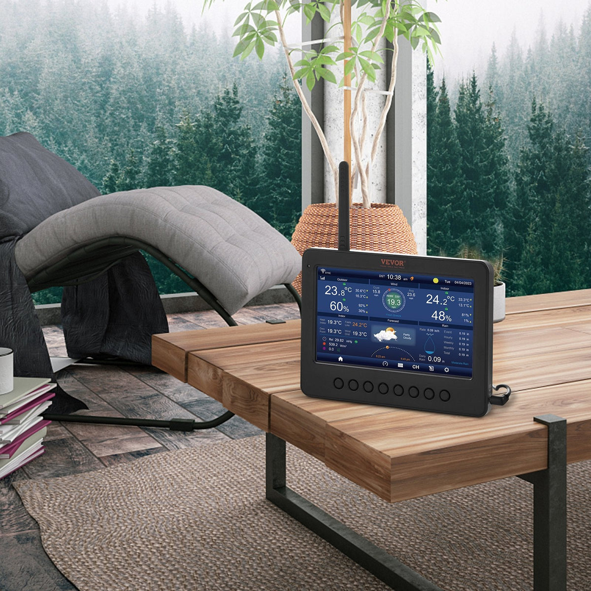 VEVOR 7-in-1 Wi-Fi Weather Station 186mm (7 in) TFT Display Wireless